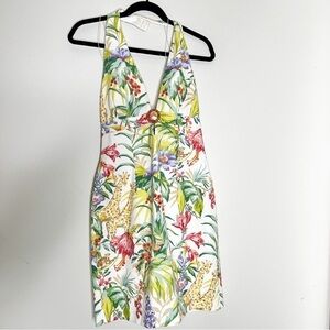 VTG Y2K Muse Floral Linen Garden Party Halter Dress Size 6 Women’s